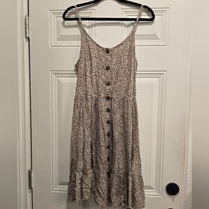 Women's Japna Leopard Print Knee Length Ruffle Hem Boho Dress, Size L